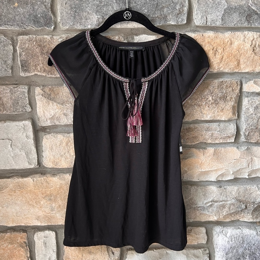 WHBM Cap Sleeve Tassel Top Sz XS